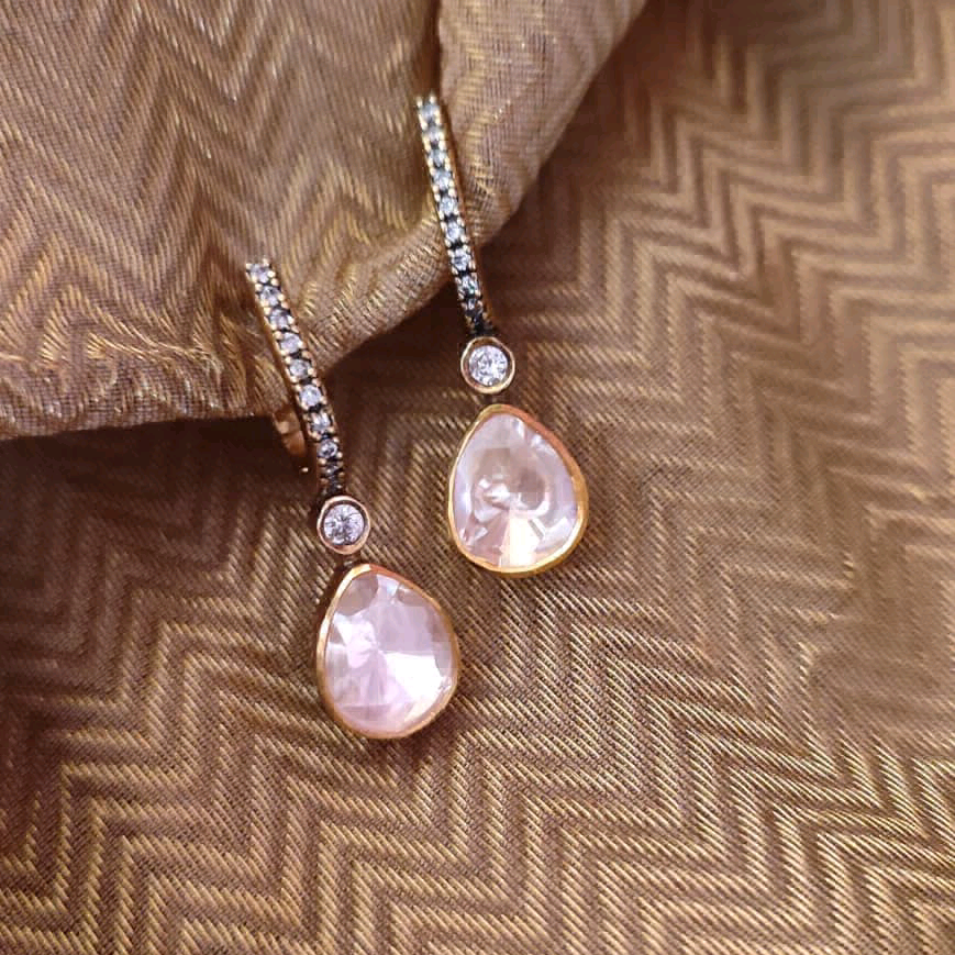 Moissanite Polki Hoop Earrings 